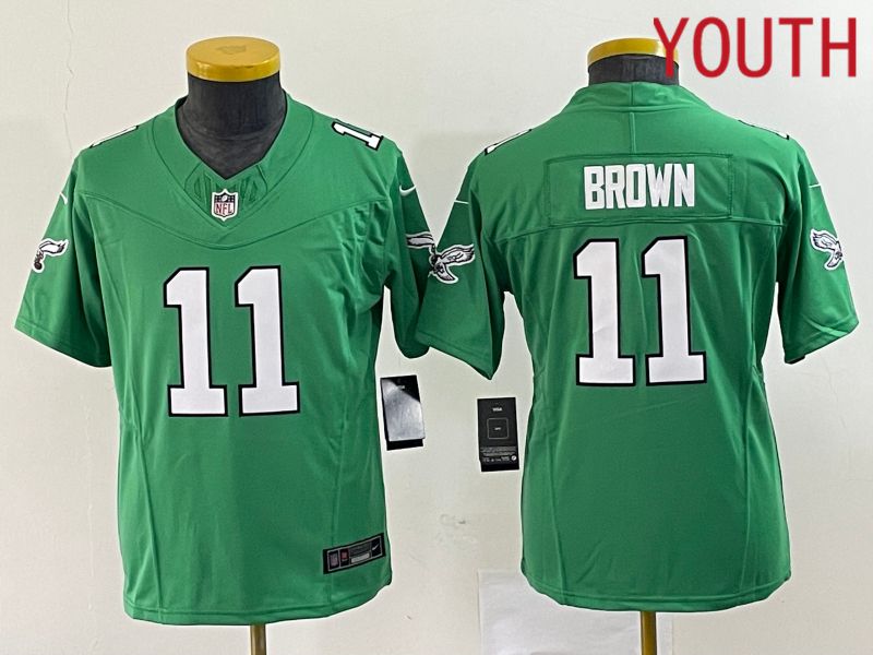 Youth Philadelphia Eagles #11 Brown Green Nike Throwback Vapor Limited NFL Jersey->youth nfl jersey->Youth Jersey